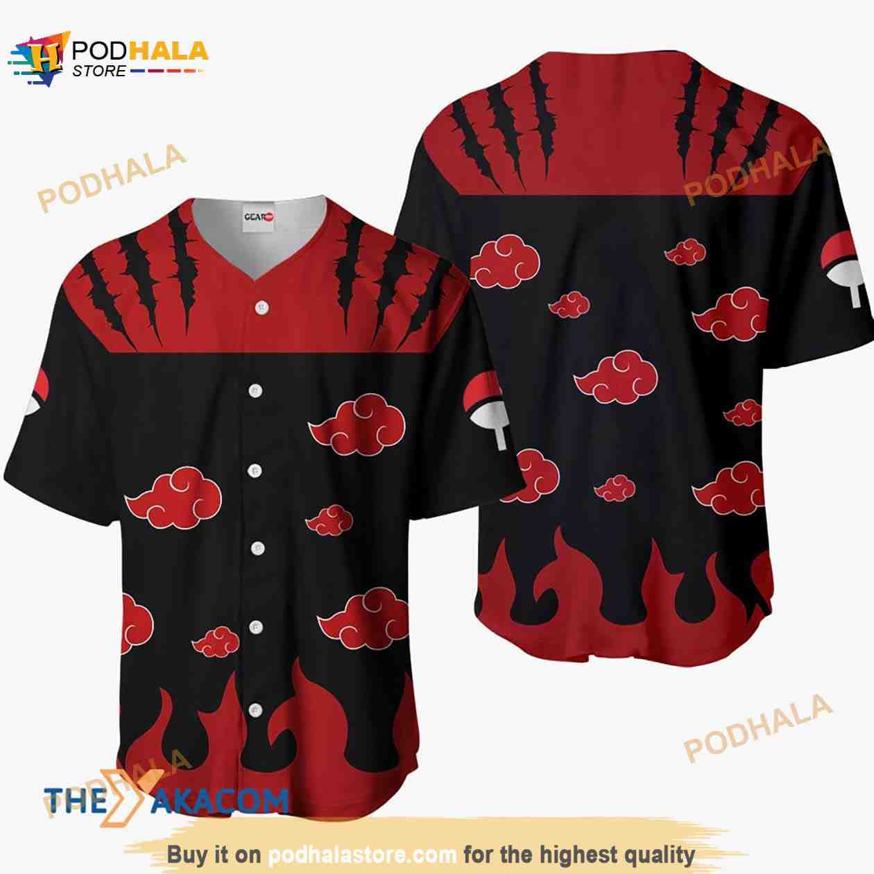 Akatsuki Naruto Anime Gift Christmas For Fan 3D Baseball Jersey Shirt Akatsuki Naruto Anime Gift Christmas For Fan 3D Baseball Jersey Shirt