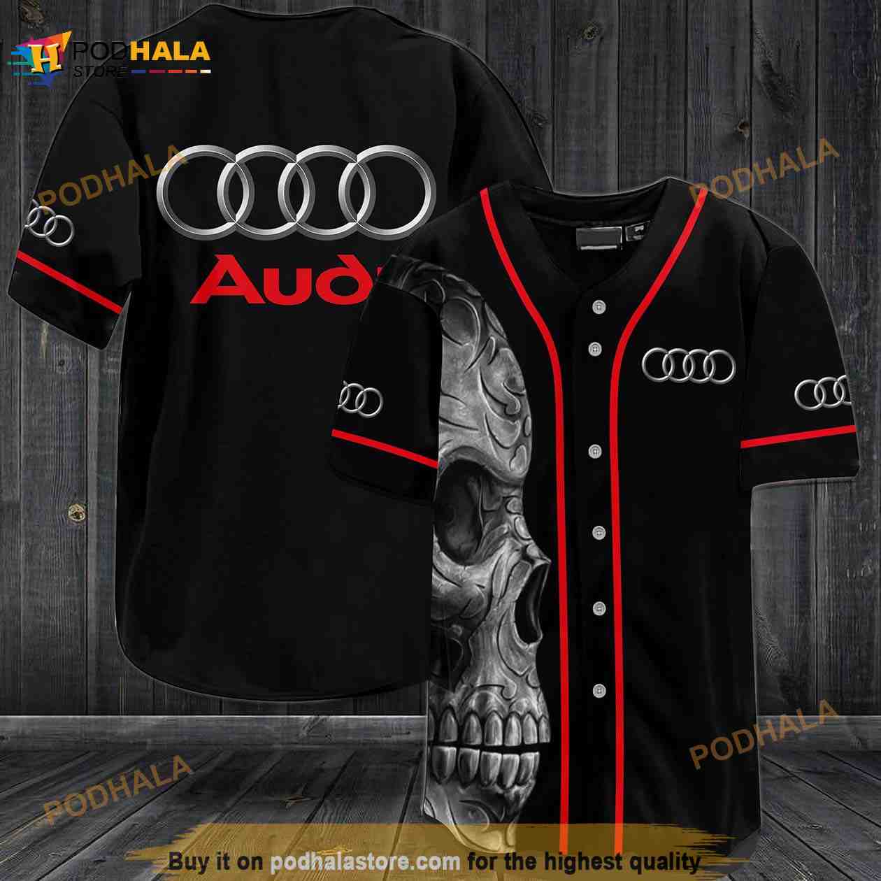 Audi Skull 3D Baseball Jersey Audi Skull 3D Baseball Jersey