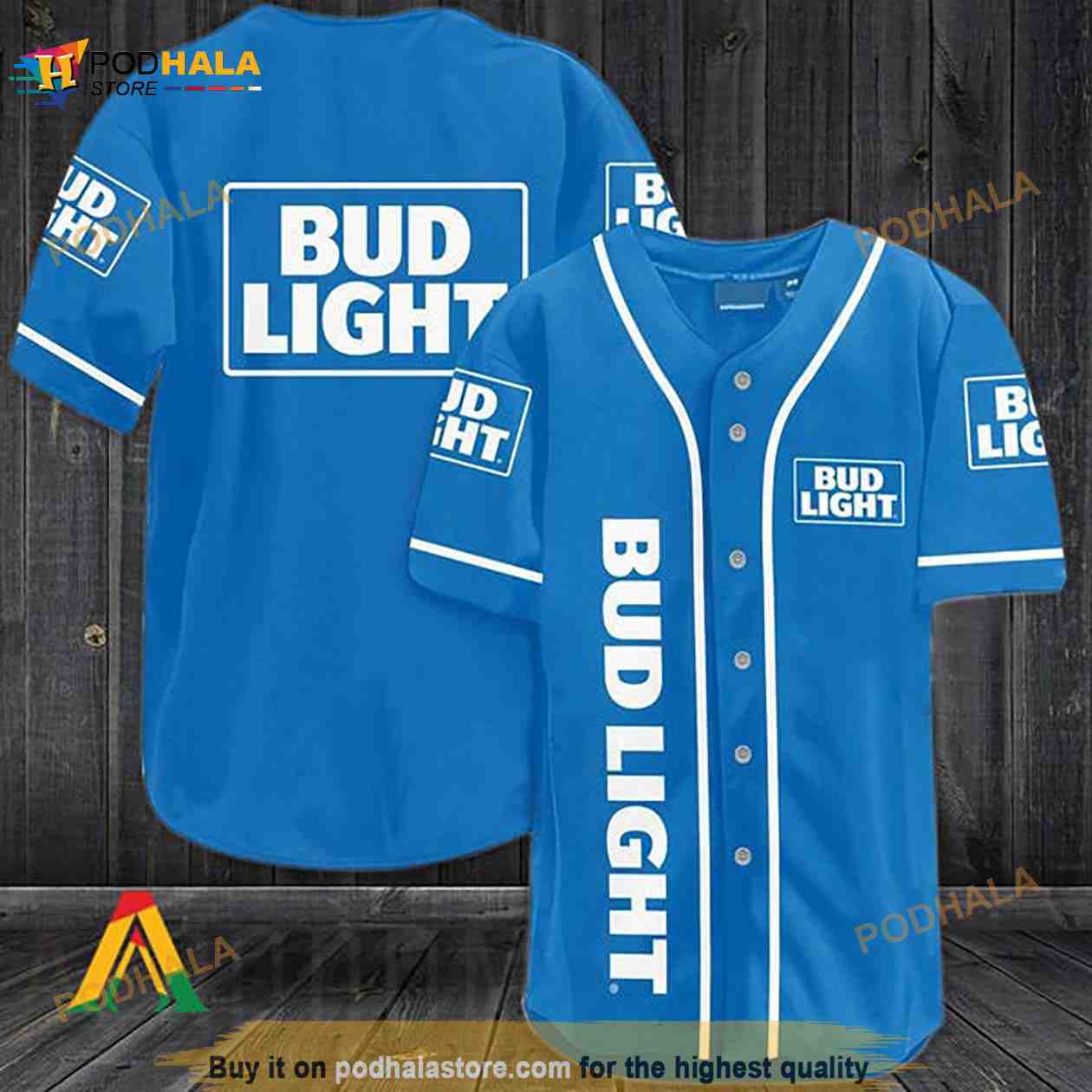Azure Bud Light 3D Baseball Jersey Azure Bud Light 3D Baseball Jersey