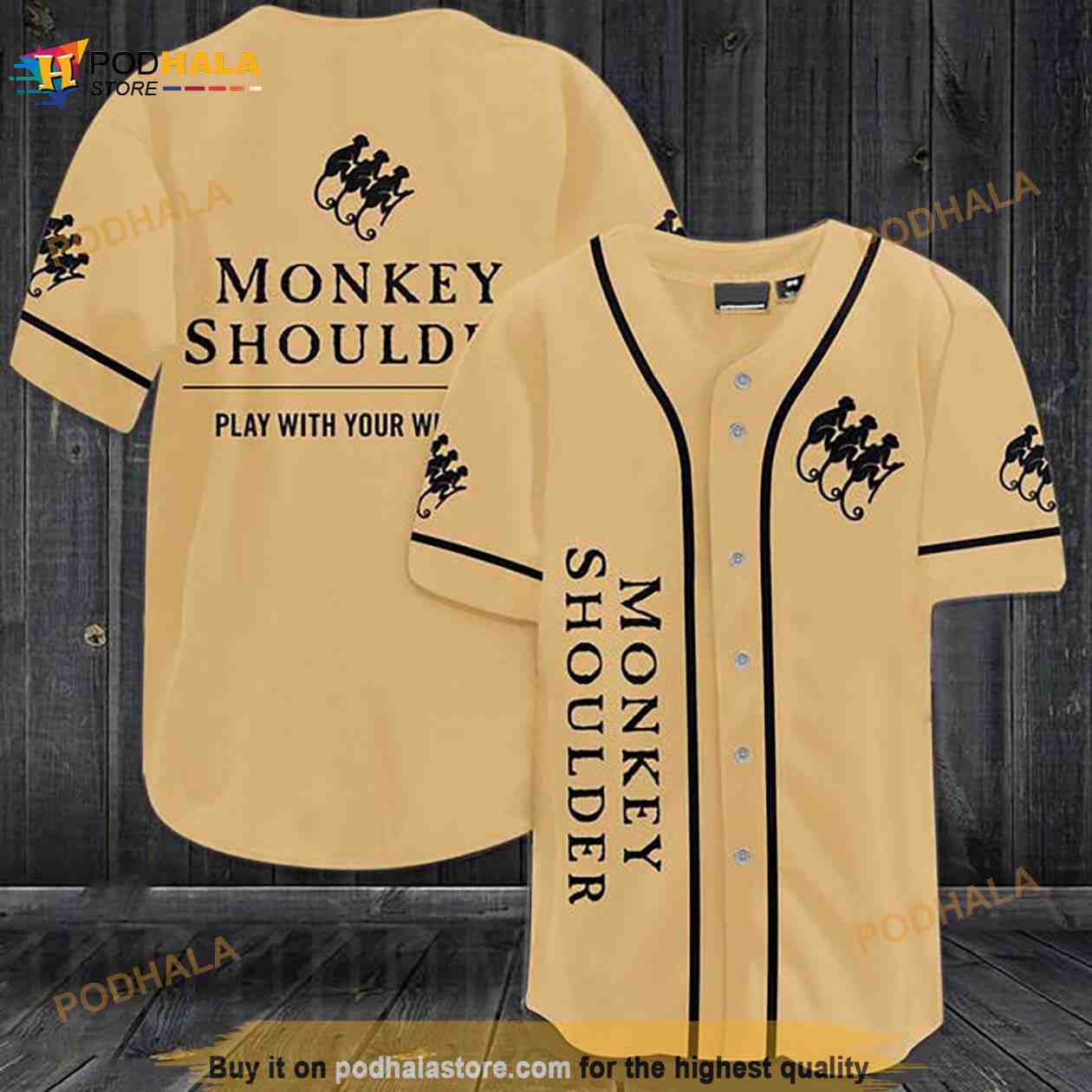 Beige Monkey Shoulder Whiskey 3D Baseball Jersey Beige Monkey Shoulder Whiskey 3D Baseball Jersey