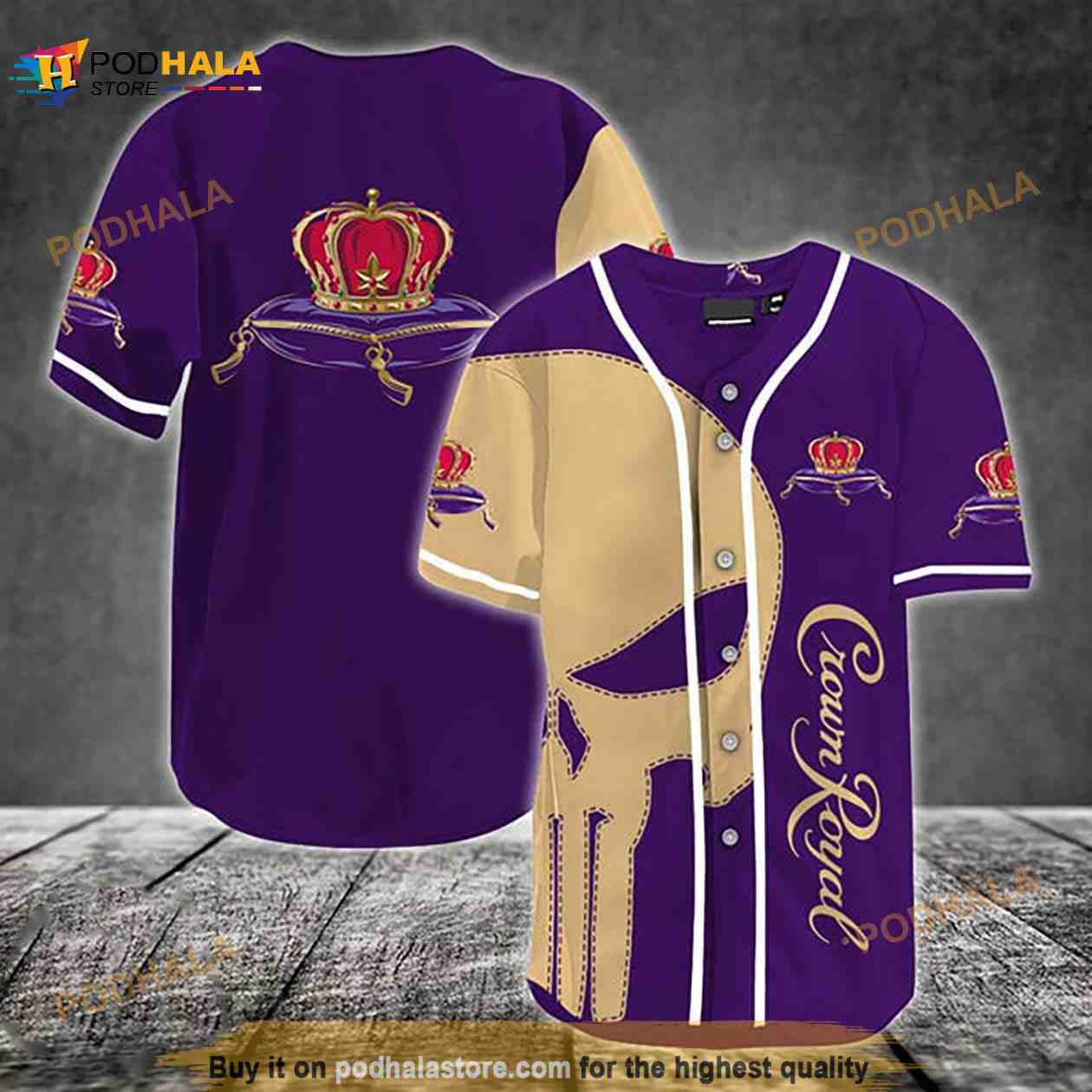 Beige Skull Crown Royal 3D Baseball Jersey Beige Skull Crown Royal 3D Baseball Jersey