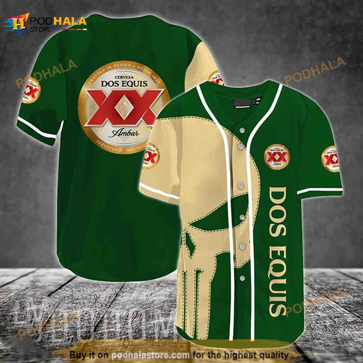 Beige Skull Dos Equis 3D Baseball Jersey Beige Skull Dos Equis 3D Baseball Jersey