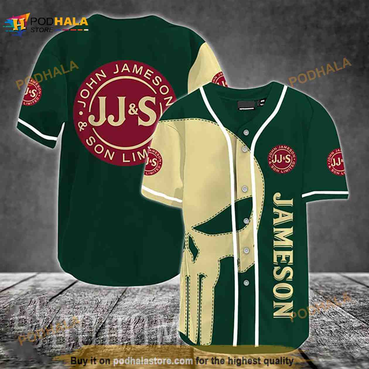 Beige Skull Jameson Whiskey 3D Baseball Jersey Beige Skull Jameson Whiskey 3D Baseball Jersey
