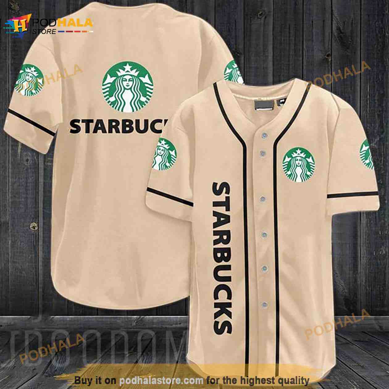 Beige Starbucks 3D Baseball Jersey Beige Starbucks 3D Baseball Jersey