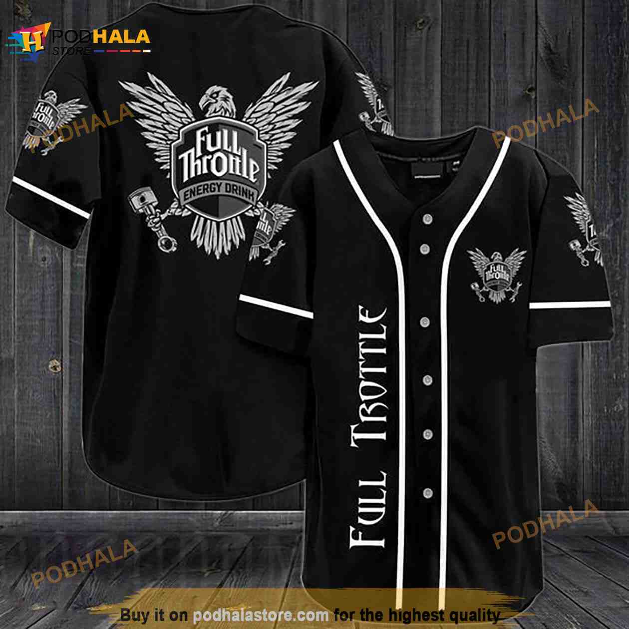Black Full Throttle 3D Baseball Jersey Black Full Throttle 3D Baseball Jersey