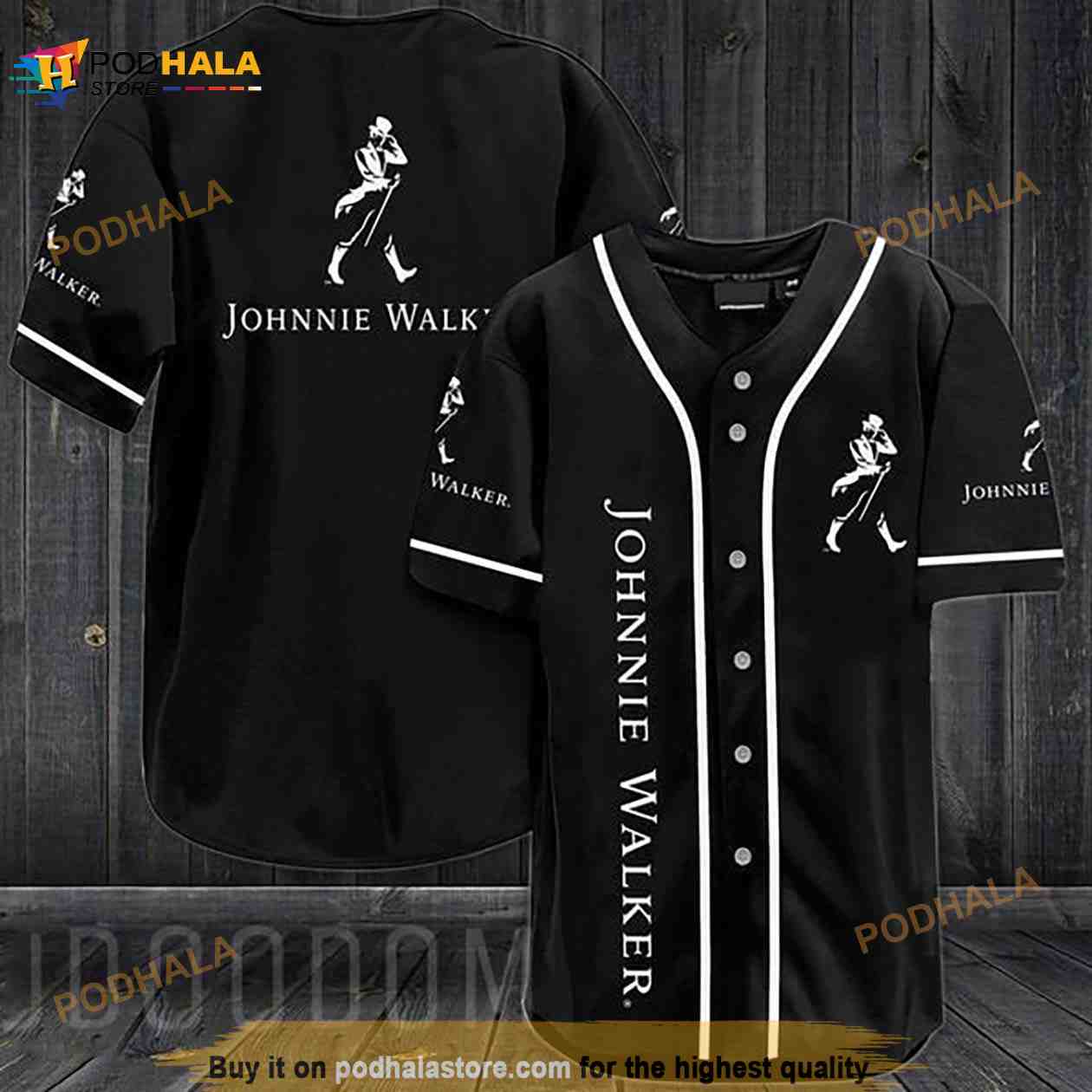 Black Johnnie Walker 3D Baseball Jersey Black Johnnie Walker 3D Baseball Jersey