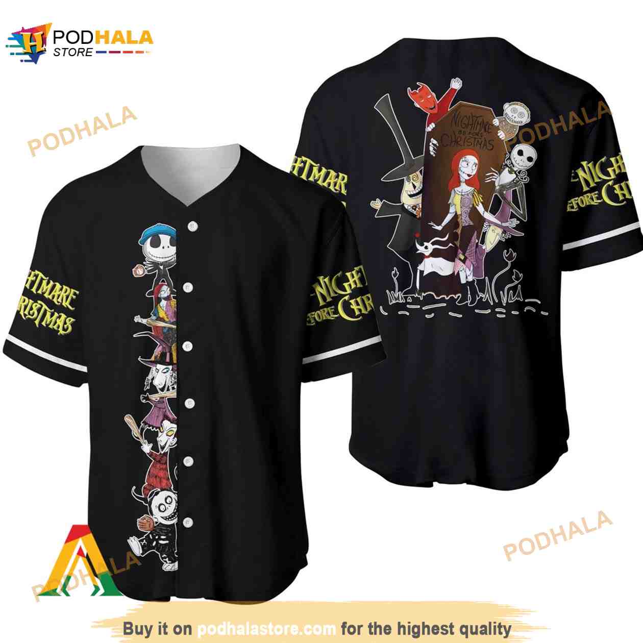 Black Squad Nightmare Before Christmas 3D Baseball Jersey Black Squad Nightmare Before Christmas 3D Baseball Jersey