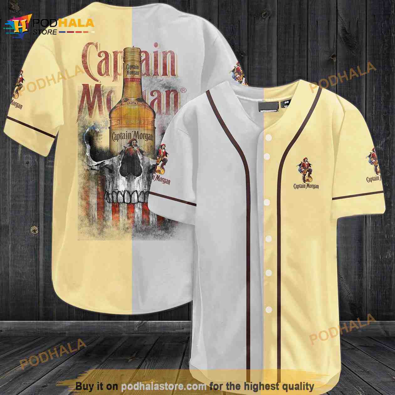 Captain Morgan Skull Usa Flag All Over Print Unisex 3D Baseball Jersey Yellow Captain Morgan Skull Usa Flag All Over Print Unisex 3D Baseball Jersey Yellow