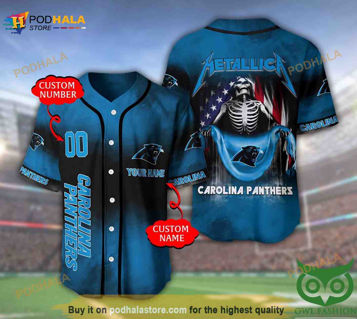 Carolina Panthers 3D Personalized Name Number Metallica 3D Baseball Jersey Carolina Panthers 3D Personalized Name Number Metallica 3D Baseball Jersey