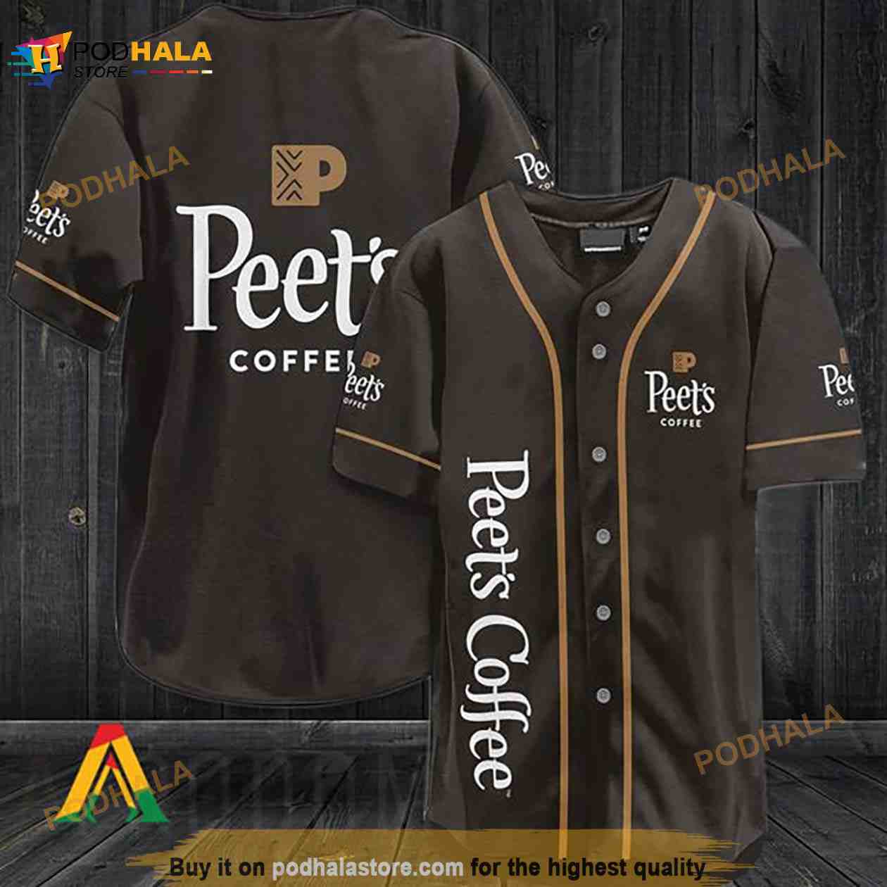 Chocolate Peet’s Coffee 3D Baseball Jersey Chocolate Peet’s Coffee 3D Baseball Jersey