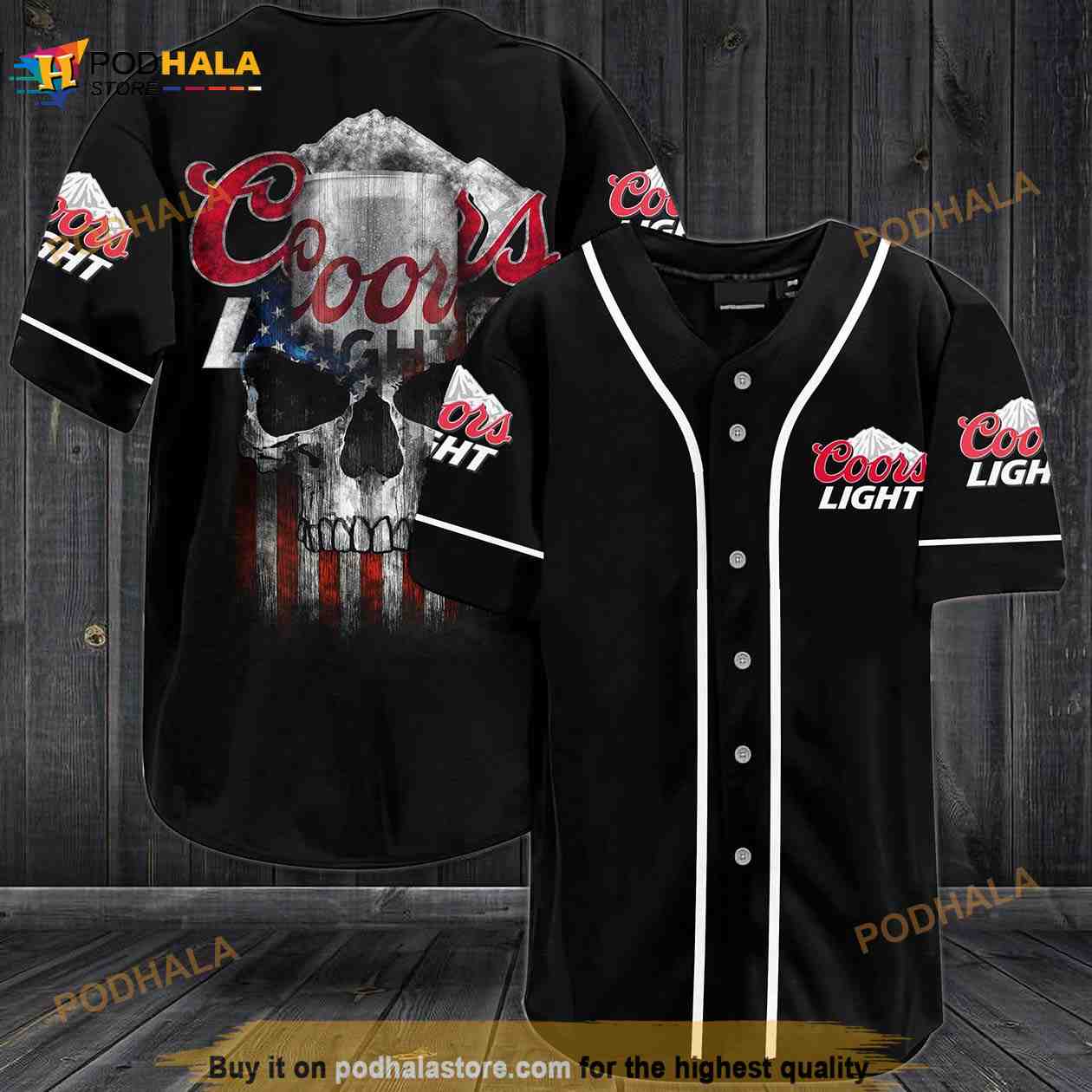 Coors Light Usa Flag Skull All Over Print Unisex 3D Baseball Jersey Coors Light Usa Flag Skull All Over Print Unisex 3D Baseball Jersey