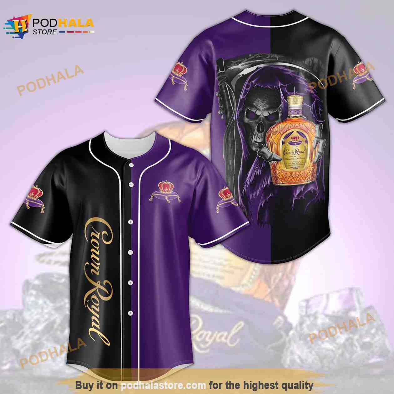 Crown Royal Death All Over Print 3D Unisex 3D Baseball Jersey Purple Crown Royal Death All Over Print 3D Unisex 3D Baseball Jersey Purple
