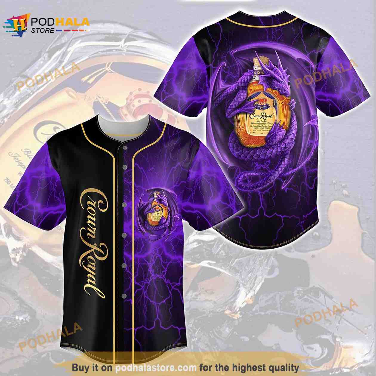 Crown Royal Dragon Thunder All Over Print 3D Unisex 3D Baseball Jersey Crown Royal Dragon Thunder All Over Print 3D Unisex 3D Baseball Jersey