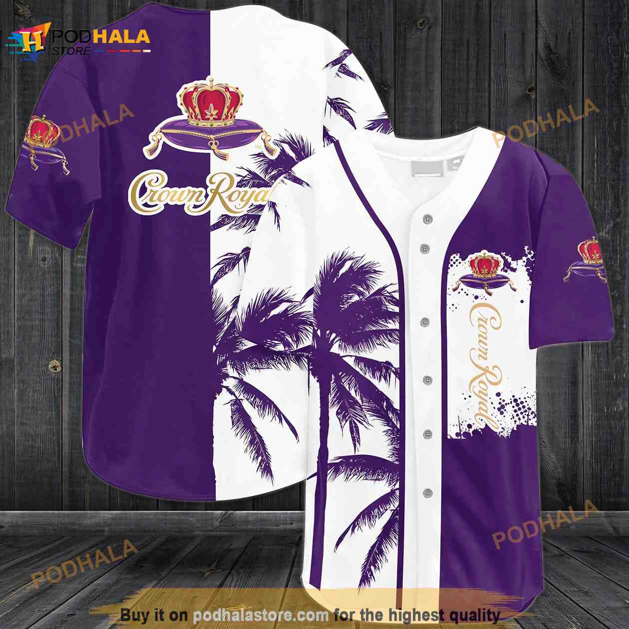 Crown Royal Palm Tree All Over Print 3D Unisex 3D Baseball Jersey Purple Crown Royal Palm Tree All Over Print 3D Unisex 3D Baseball Jersey Purple