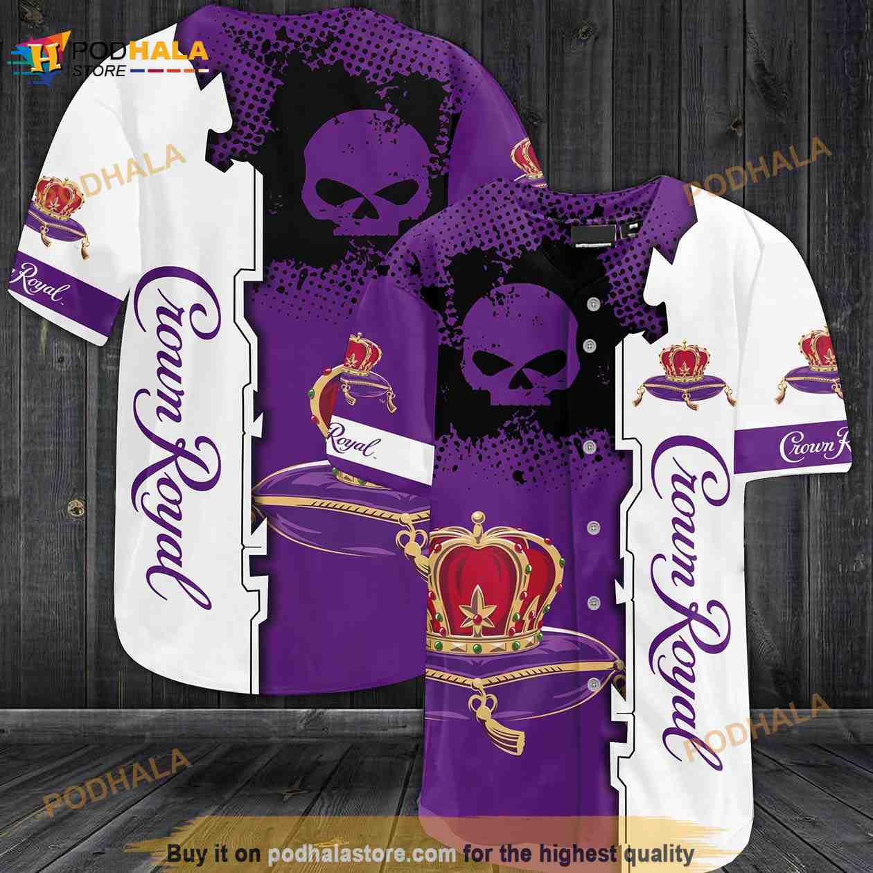 Crown Royal Skull All Over Print 3D Unisex 3D Baseball Jersey Purple Crown Royal Skull All Over Print 3D Unisex 3D Baseball Jersey Purple