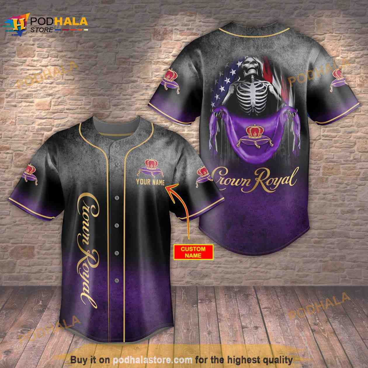 Crown Royal Usa Flag Skull All Over Print 3D Unisex 3D Baseball Jersey – Ombre Purple Black Crown Royal Usa Flag Skull All Over Print 3D Unisex 3D Baseball Jersey – Ombre Purple Black