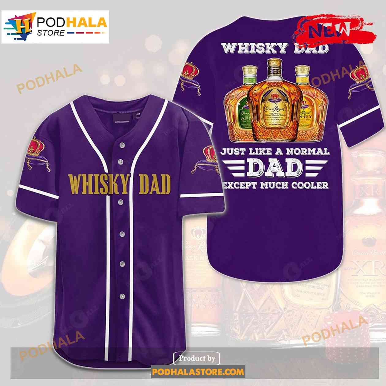 Crown Royal Whisky Dad All Over Print 3d Purple Baseball Jersey Crown Royal Whisky Dad All Over Print 3d Purple Baseball Jersey