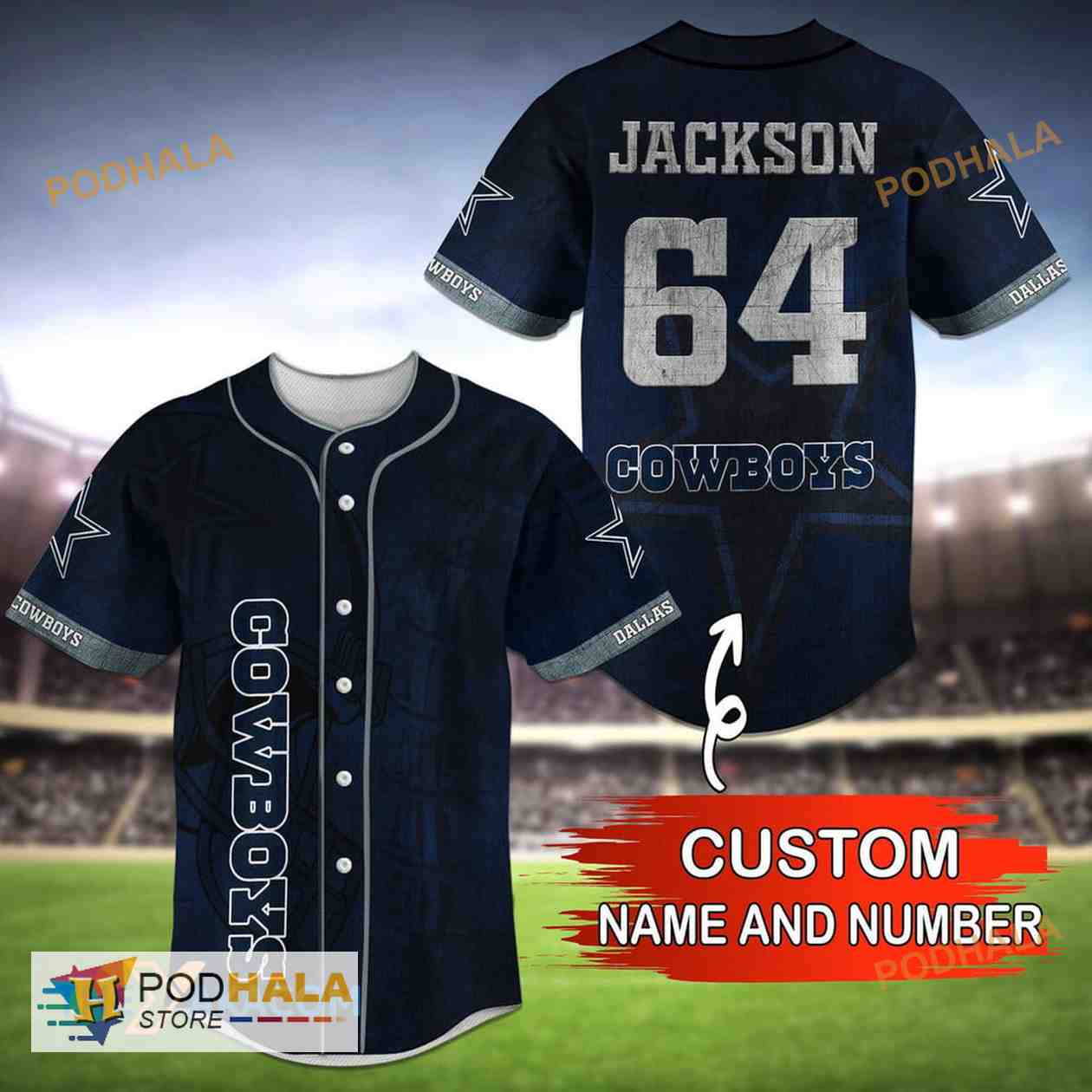 Custom Name Dallas Cowboys NFL 3D Baseball Jersey Shirt Custom Name Dallas Cowboys NFL 3D Baseball Jersey Shirt