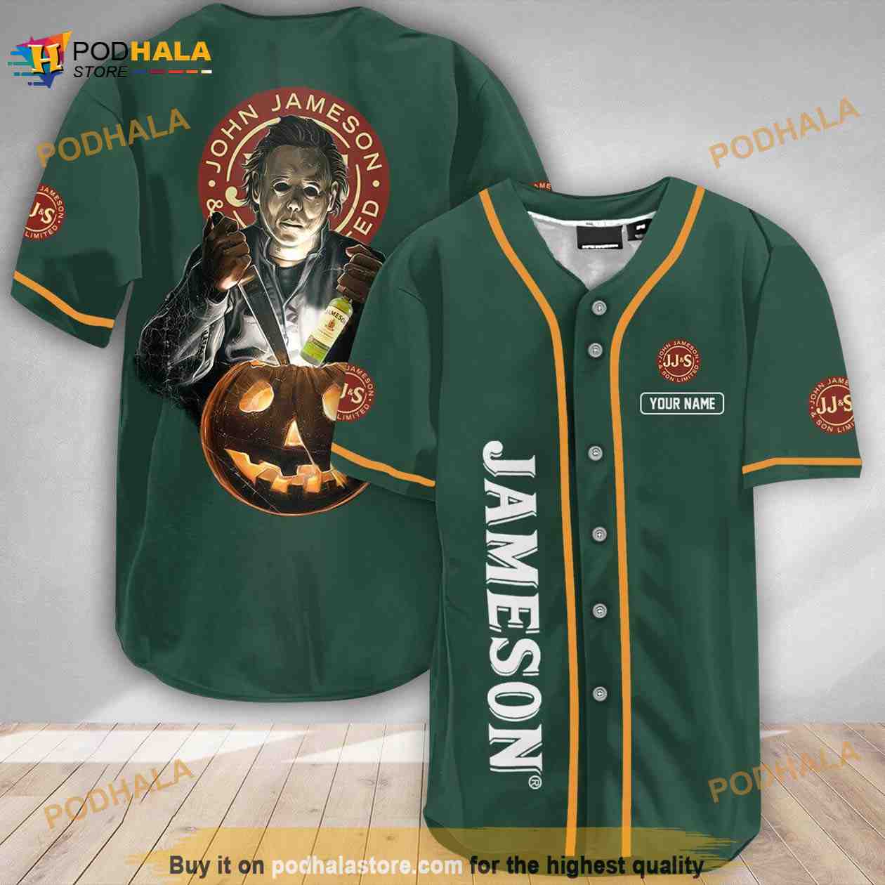 Custom Name Scary Michael Myers Pumpkin Jameson 3D Baseball Jersey Custom Name Scary Michael Myers Pumpkin Jameson 3D Baseball Jersey
