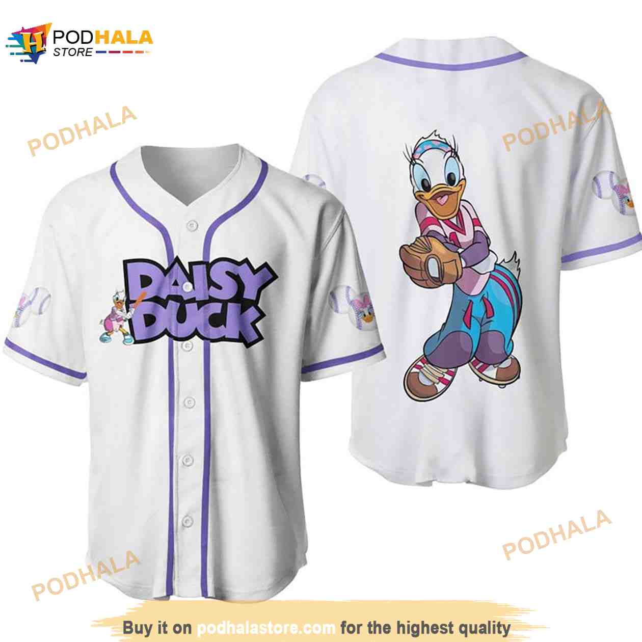 Daisy Duck Disney Cartoon Graphics All Over Print 3D Baseball Jersey Daisy Duck Disney Cartoon Graphics All Over Print 3D Baseball Jersey