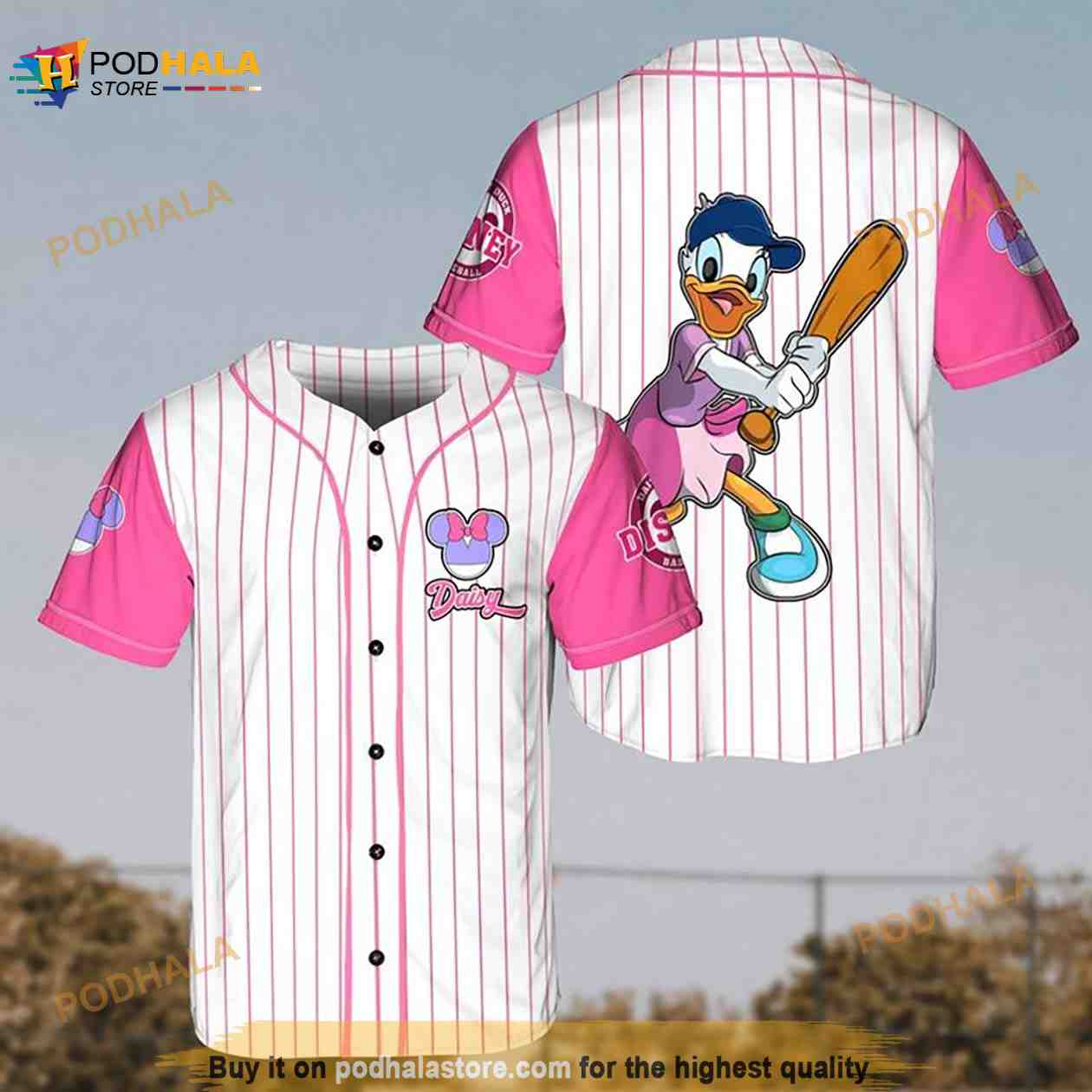Daisy Duck The Catcher Disney Cartoon Graphics All Over Print 3D Pinstripe 3D Baseball Jersey Daisy Duck The Catcher Disney Cartoon Graphics All Over Print 3D Pinstripe 3D Baseball Jersey