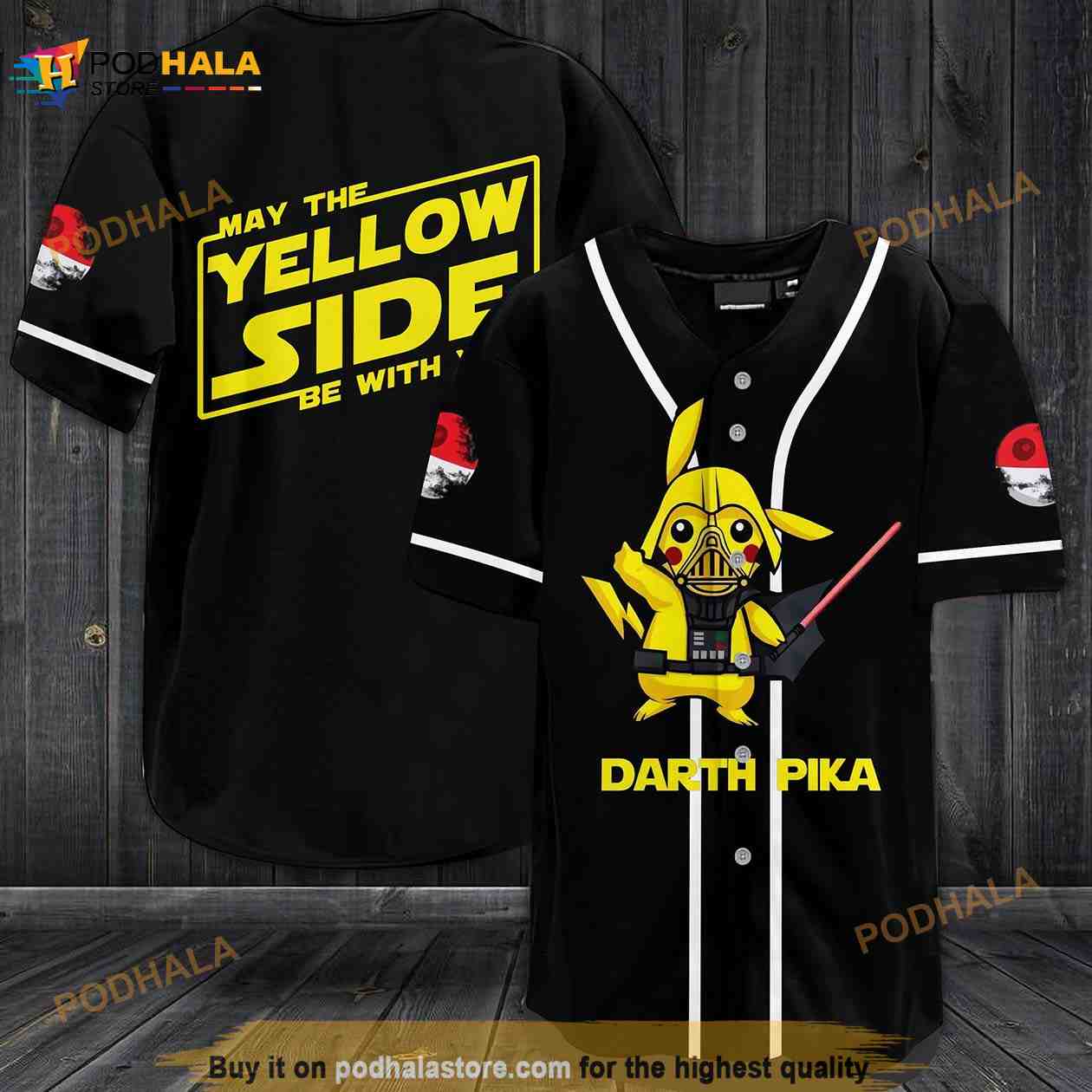 Darth Pika May The Yellow Side Be With You 3D Baseball Jersey Darth Pika May The Yellow Side Be With You 3D Baseball Jersey
