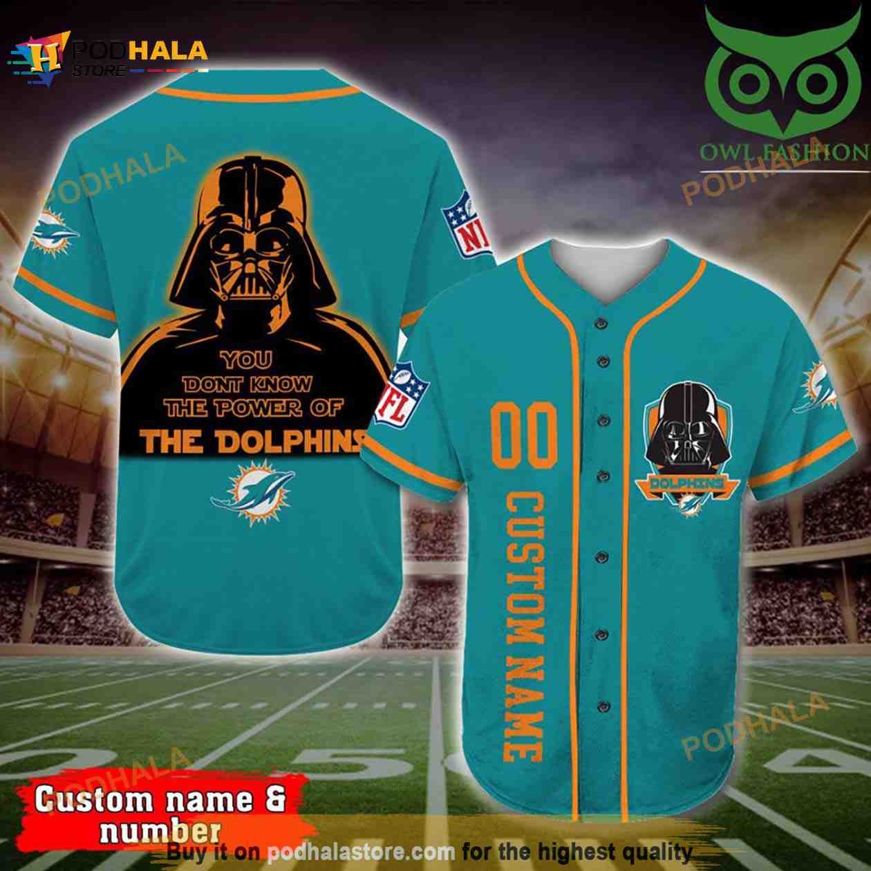 Darth Vader Star Wars Personalized Name Number Miami Dolphins 3D Baseball Jersey Shirt Darth Vader Star Wars Personalized Name Number Miami Dolphins 3D Baseball Jersey Shirt