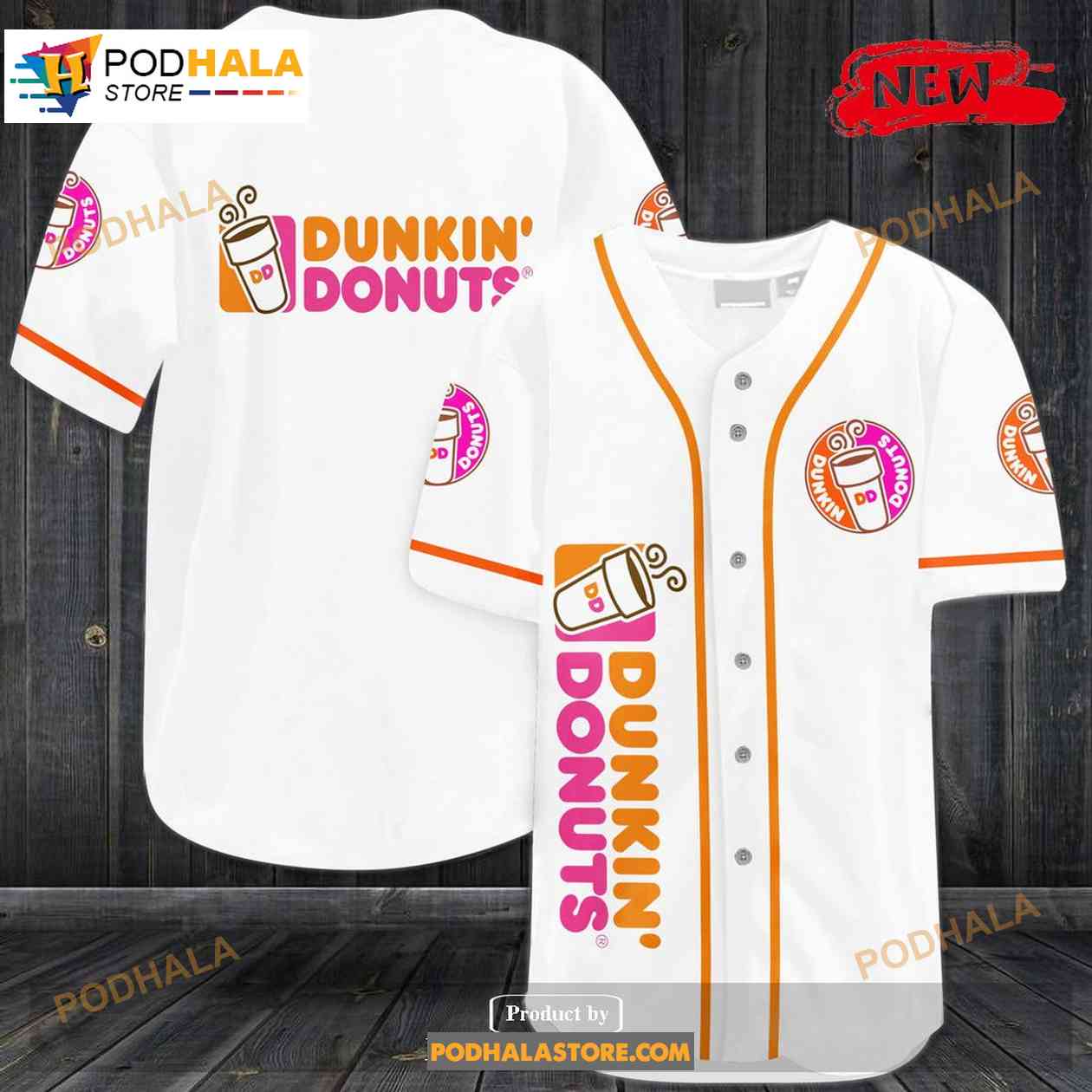 Dunkin Donuts Special White Design Baseball Jersey Dunkin Donuts Special White Design Baseball Jersey