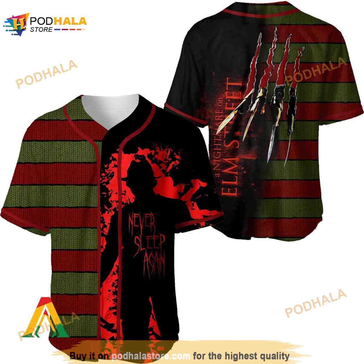 Freddy Krueger Never Sleep Again Nightmare Elm Street 3D Baseball Jersey Freddy Krueger Never Sleep Again Nightmare Elm Street 3D Baseball Jersey
