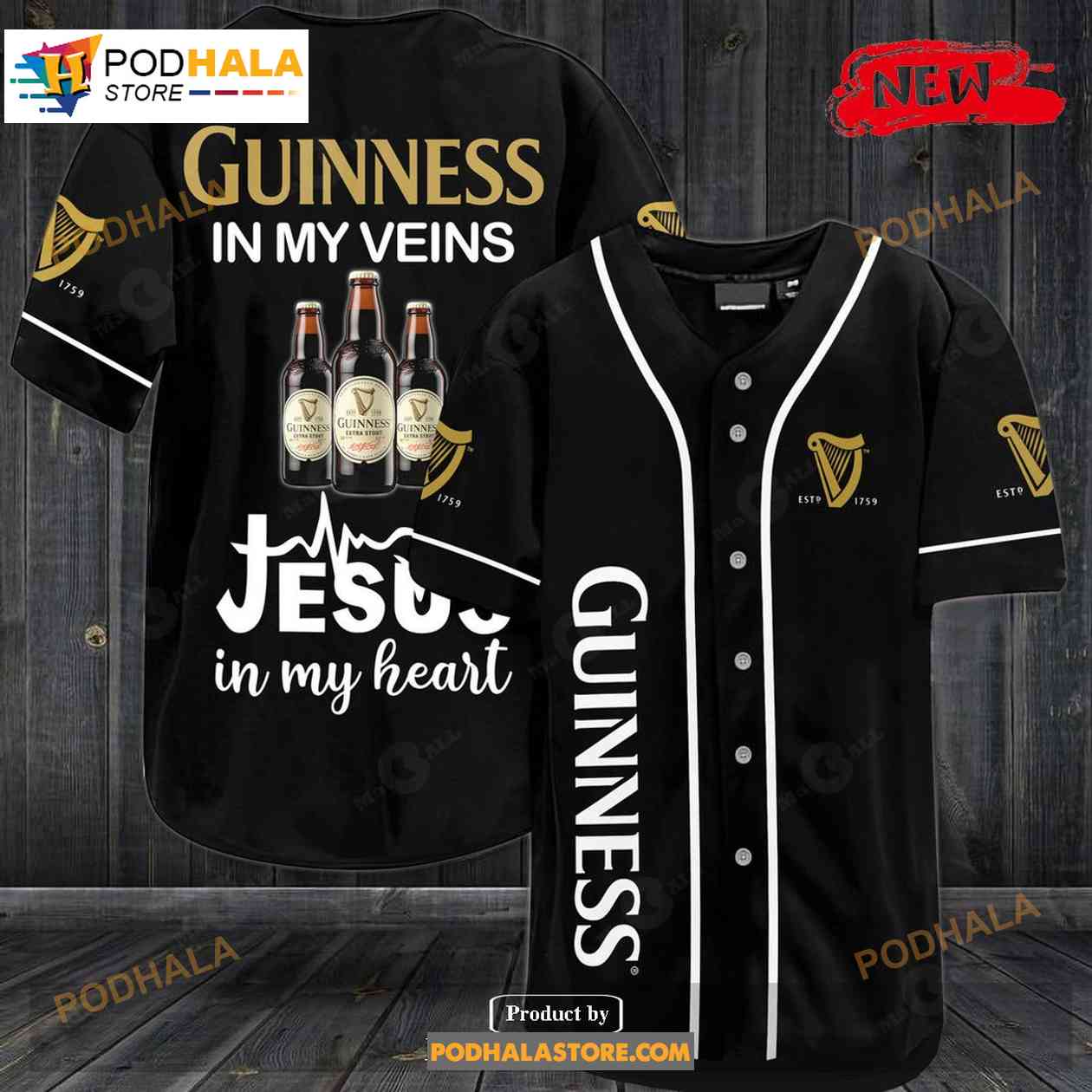 Guinness In My Veins Jesus In My Heart Black Baseball Jersey Guinness In My Veins Jesus In My Heart Black Baseball Jersey
