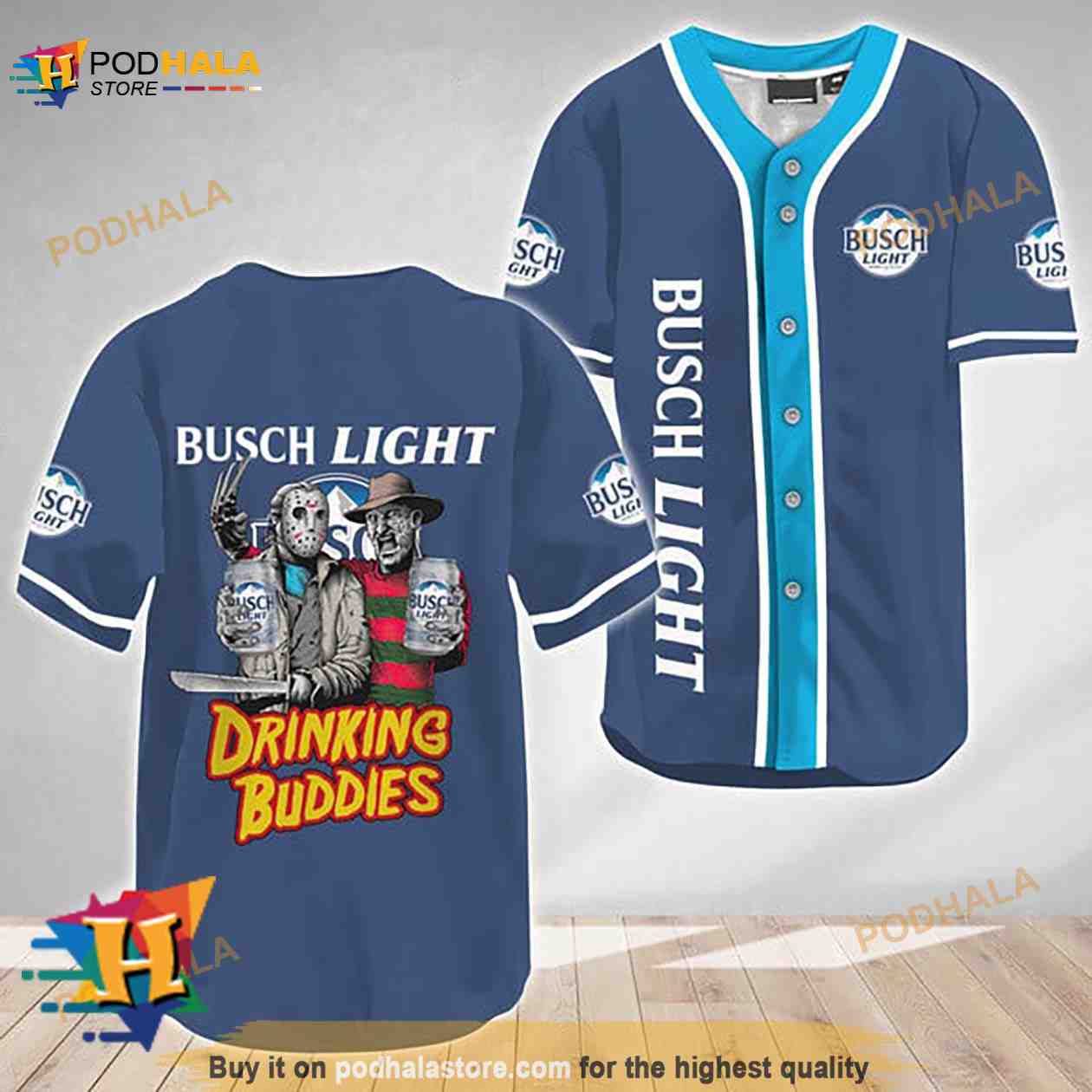 Horror Freddy Jason Drinking Buddies Busch Light 3D Baseball Jersey Horror Freddy Jason Drinking Buddies Busch Light 3D Baseball Jersey