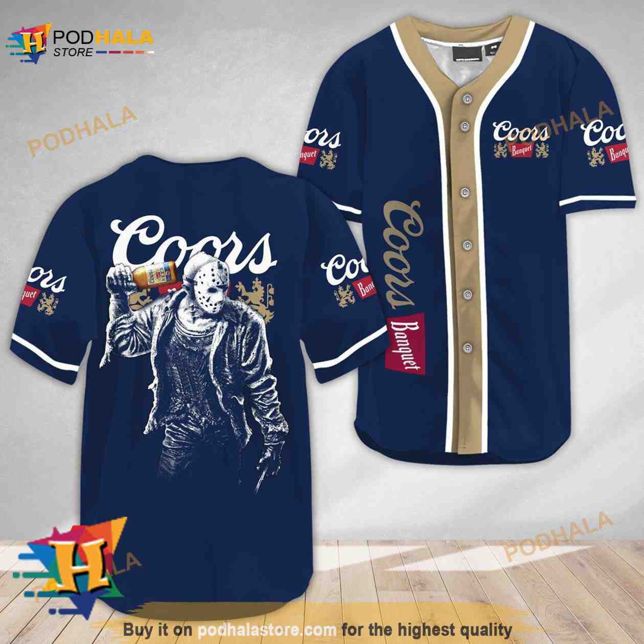 Horror Jason Voorhees Coors Banquet 3D Baseball Jersey Horror Jason Voorhees Coors Banquet 3D Baseball Jersey