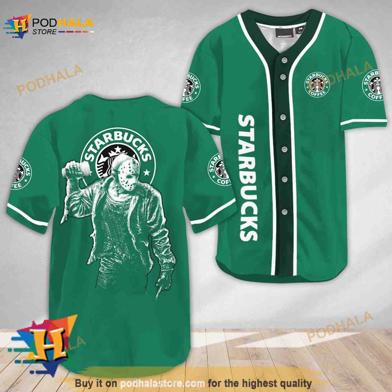 Horror Jason Voorhees Starbucks 3D Baseball Jersey Horror Jason Voorhees Starbucks 3D Baseball Jersey