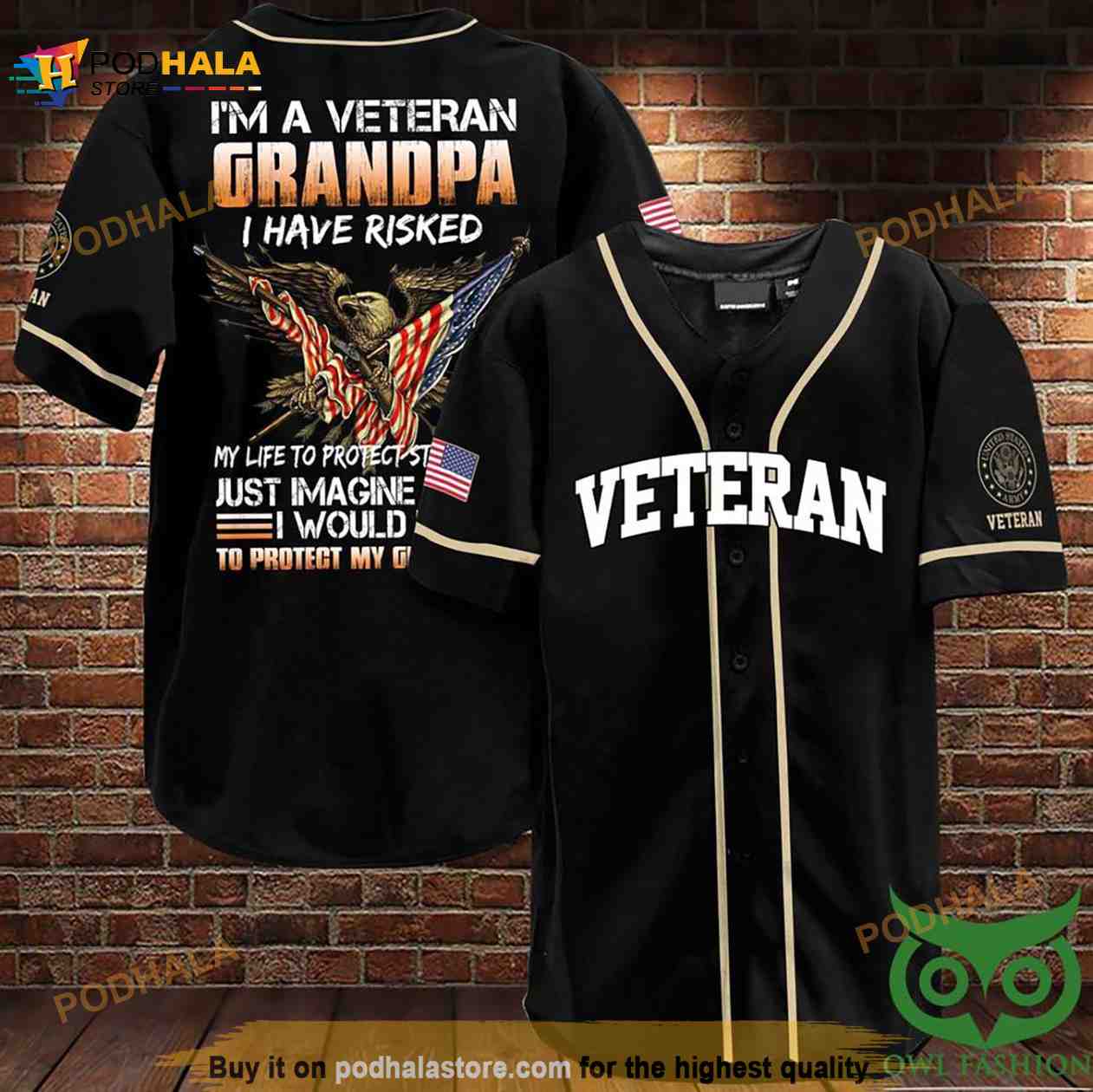 Im A Veteran Grandpa Black 3D Baseball Jersey Shirt Im A Veteran Grandpa Black 3D Baseball Jersey Shirt