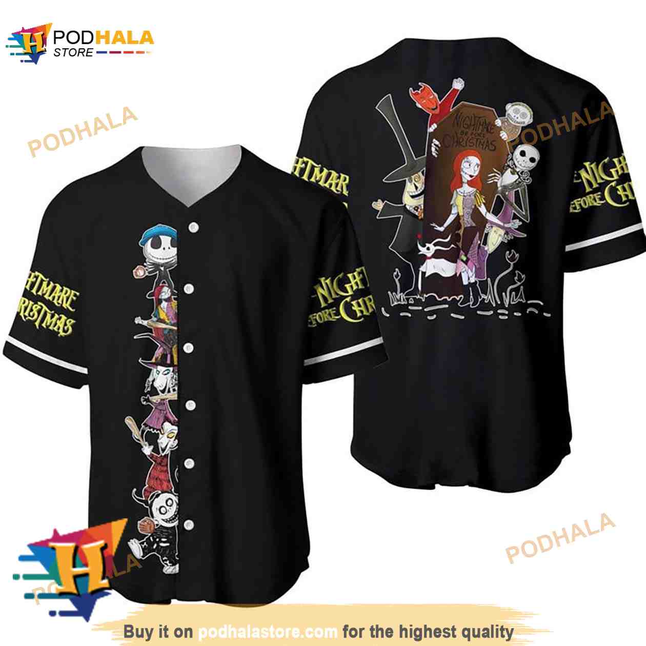 Jack & Sally The Nightmare Before Christmas All Over Print 3D Baseball Jersey Jack & Sally The Nightmare Before Christmas All Over Print 3D Baseball Jersey