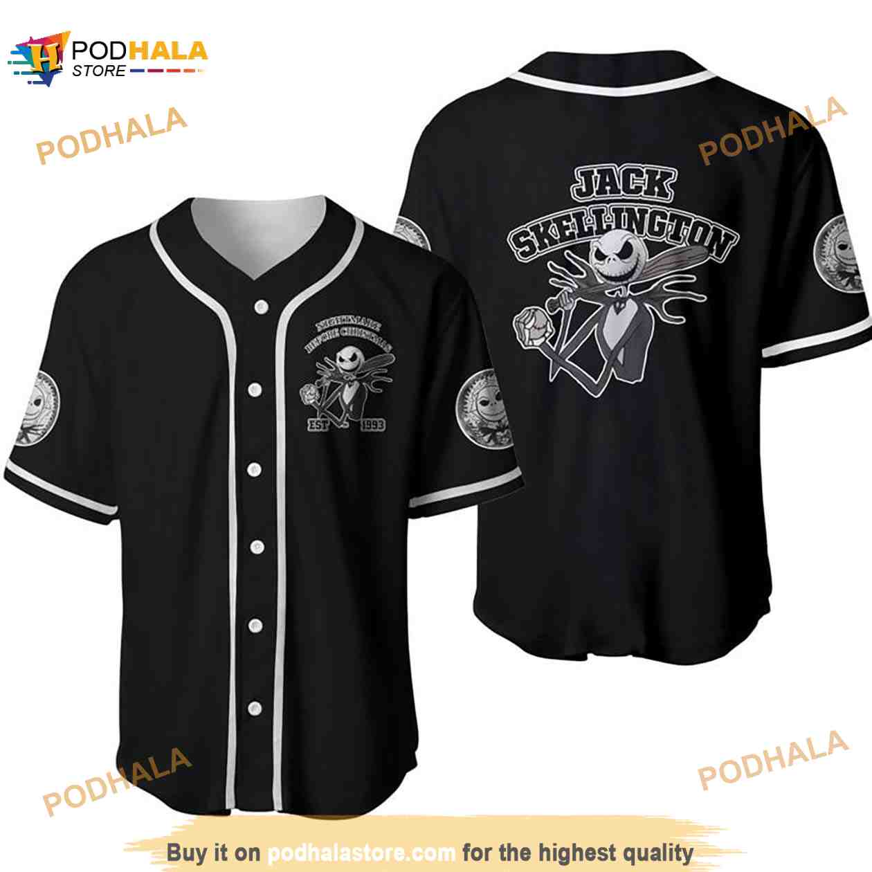 Jack Skellington Disney Cartoon Graphics Unisex 3D Baseball Jersey Jack Skellington Disney Cartoon Graphics Unisex 3D Baseball Jersey