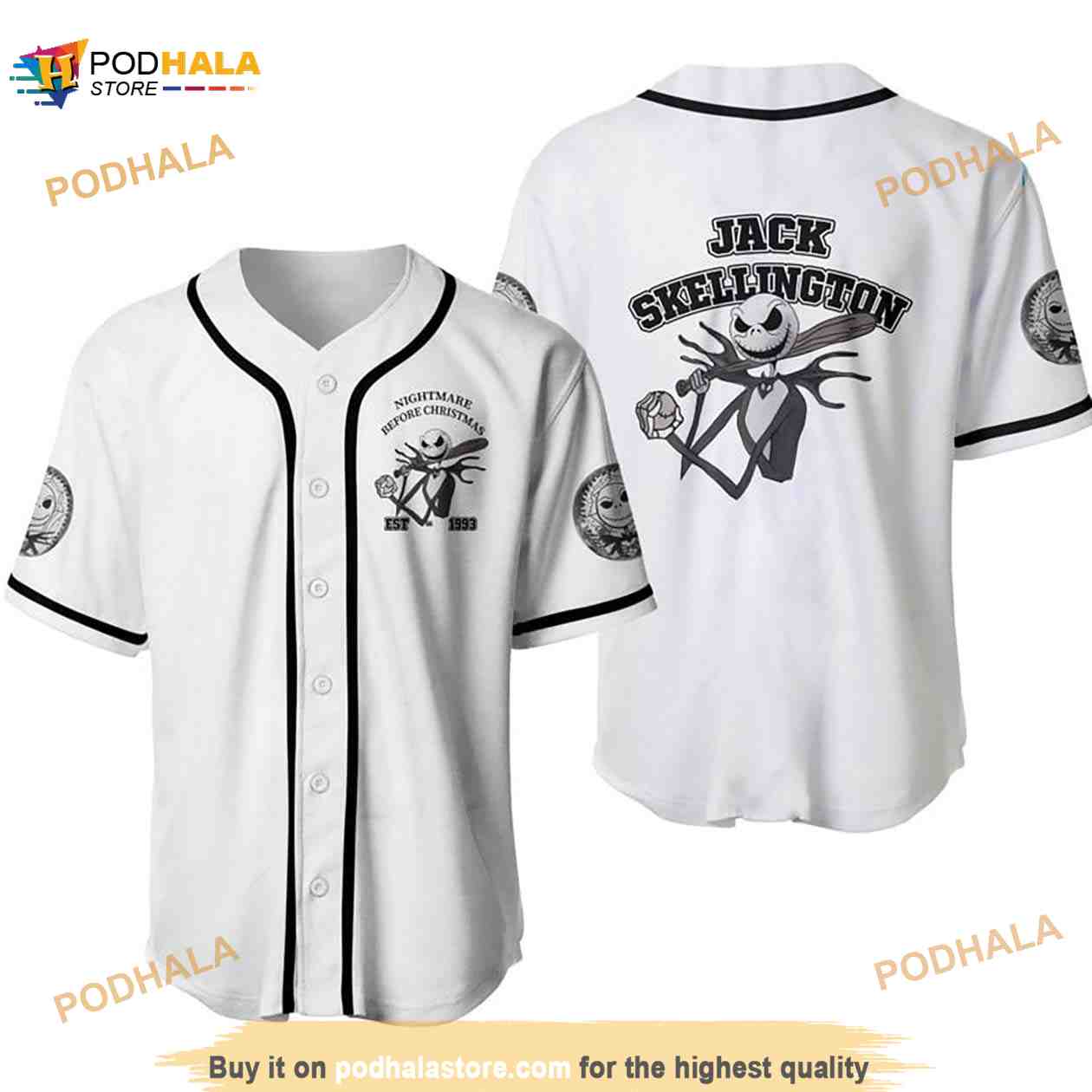 Jack Skellington The Nightmare Before Christmas Disney 3D Baseball Jersey Jack Skellington The Nightmare Before Christmas Disney 3D Baseball Jersey