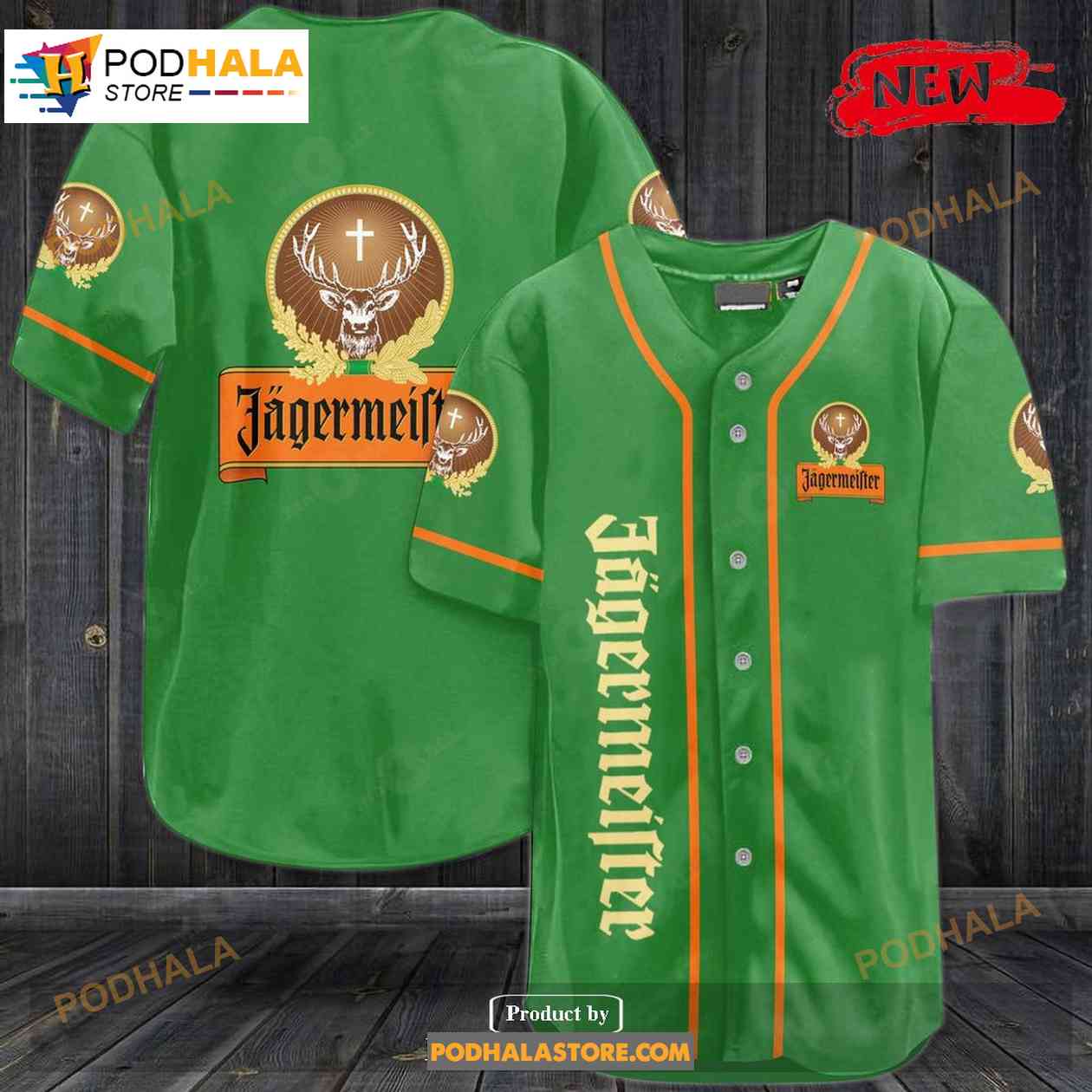Jagermeister Whiskey Green Baseball Jersey Jagermeister Whiskey Green Baseball Jersey
