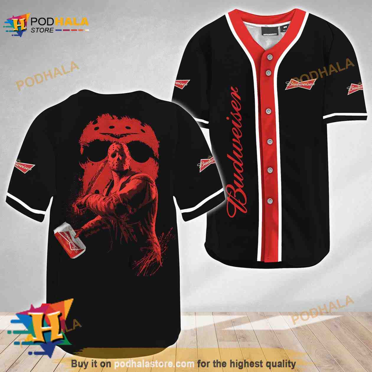 Jason Voorhees Friday The 13th Budweiser Beer 3D Baseball Jersey Jason Voorhees Friday The 13th Budweiser Beer 3D Baseball Jersey