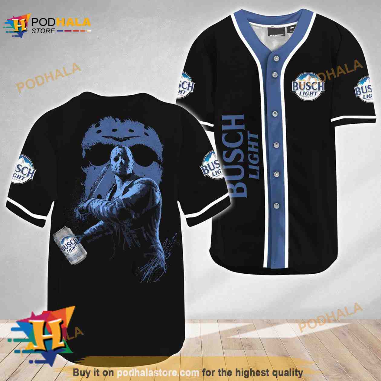 Jason Voorhees Friday The 13th Busch Light 3D Baseball Jersey Jason Voorhees Friday The 13th Busch Light 3D Baseball Jersey
