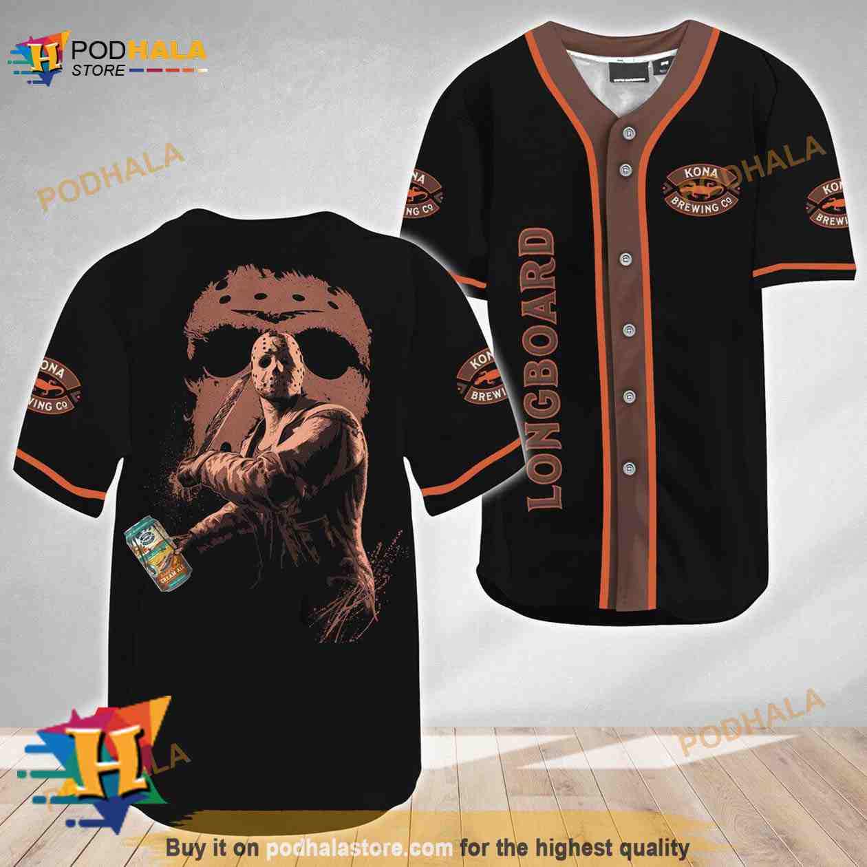 Jason Voorhees Friday The 13th Kona Brewing 3D Baseball Jersey Jason Voorhees Friday The 13th Kona Brewing 3D Baseball Jersey