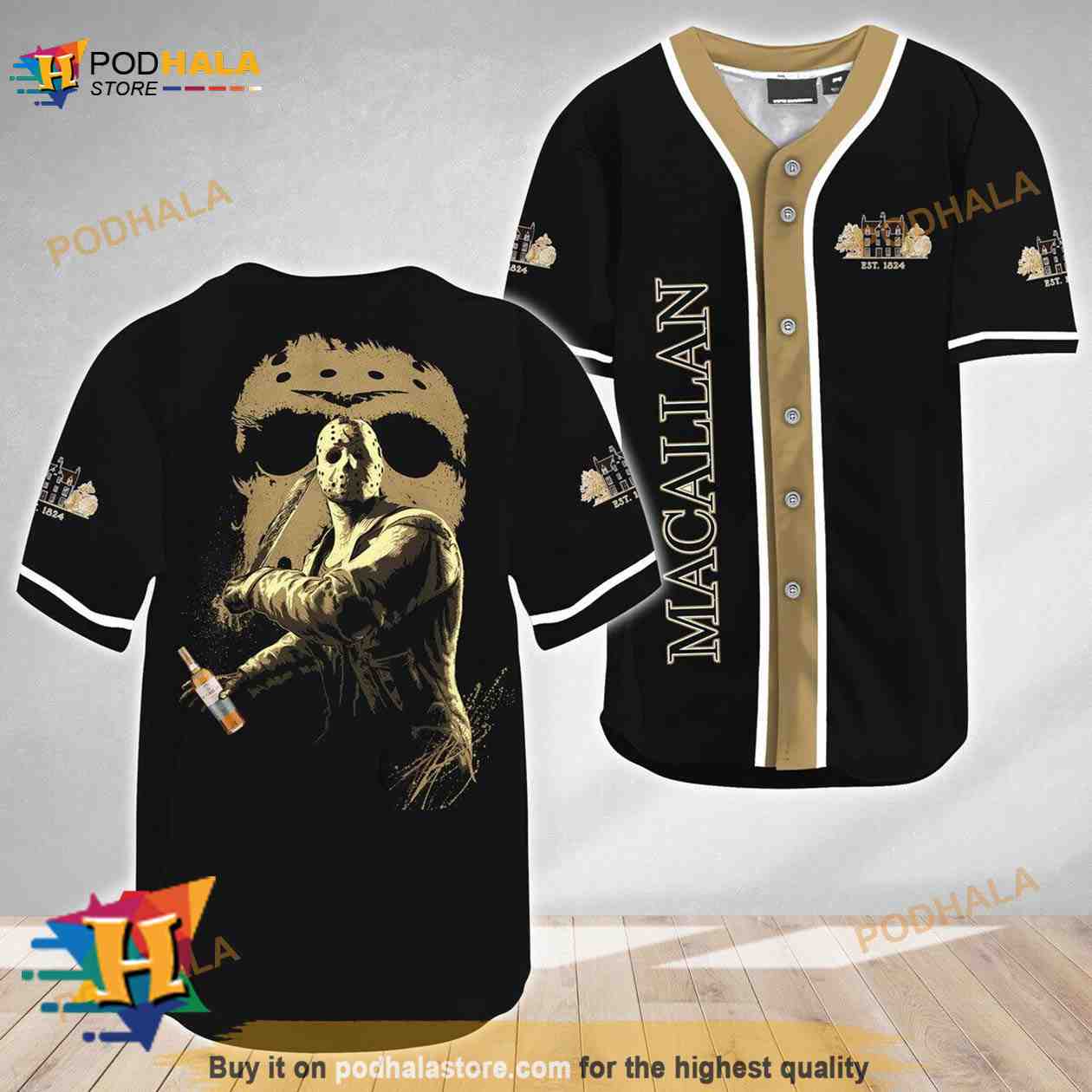 Jason Voorhees Friday The 13th Macallan Whiskey 3D Baseball Jersey Jason Voorhees Friday The 13th Macallan Whiskey 3D Baseball Jersey