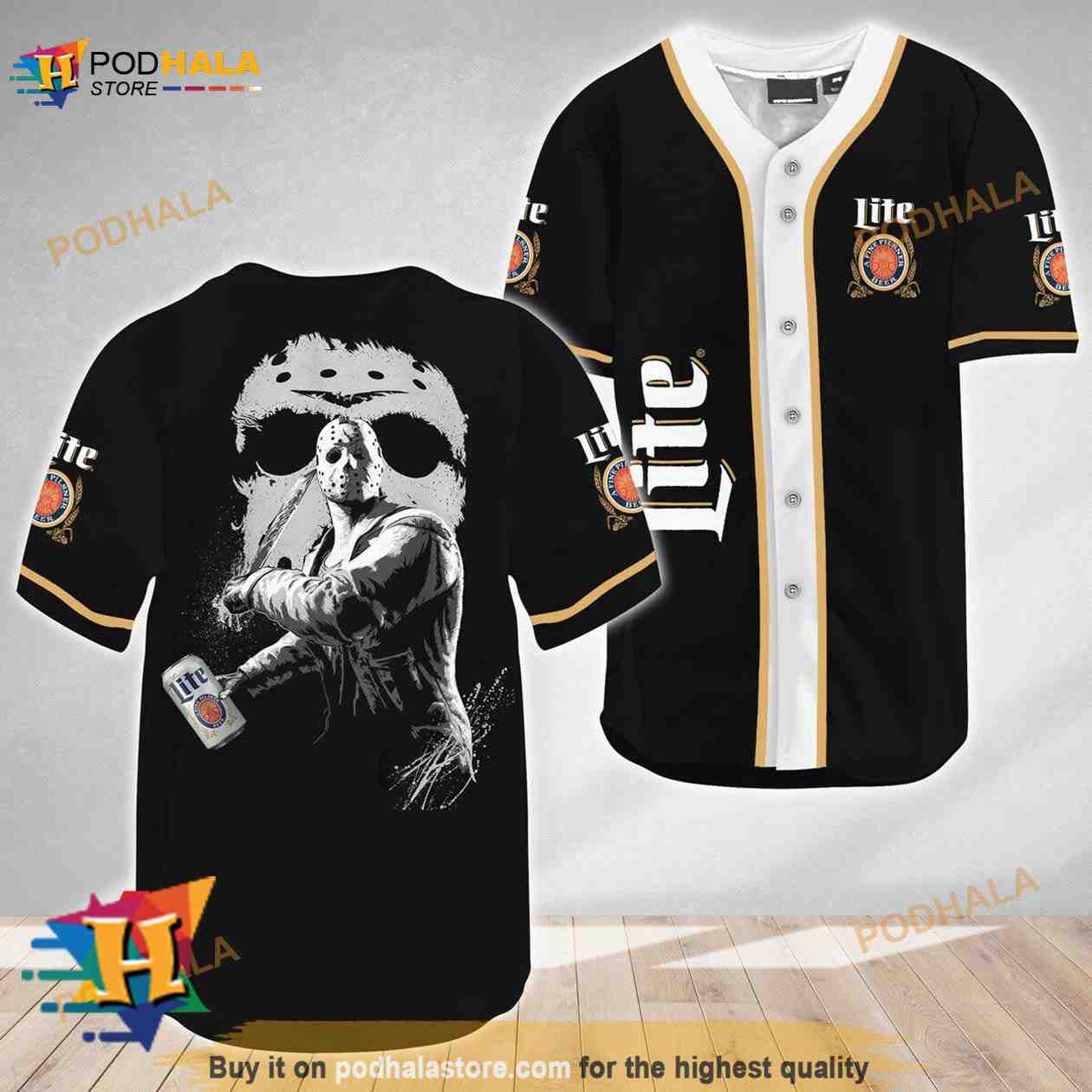 Jason Voorhees Friday The 13th Miller Lite 3D Baseball Jersey Jason Voorhees Friday The 13th Miller Lite 3D Baseball Jersey