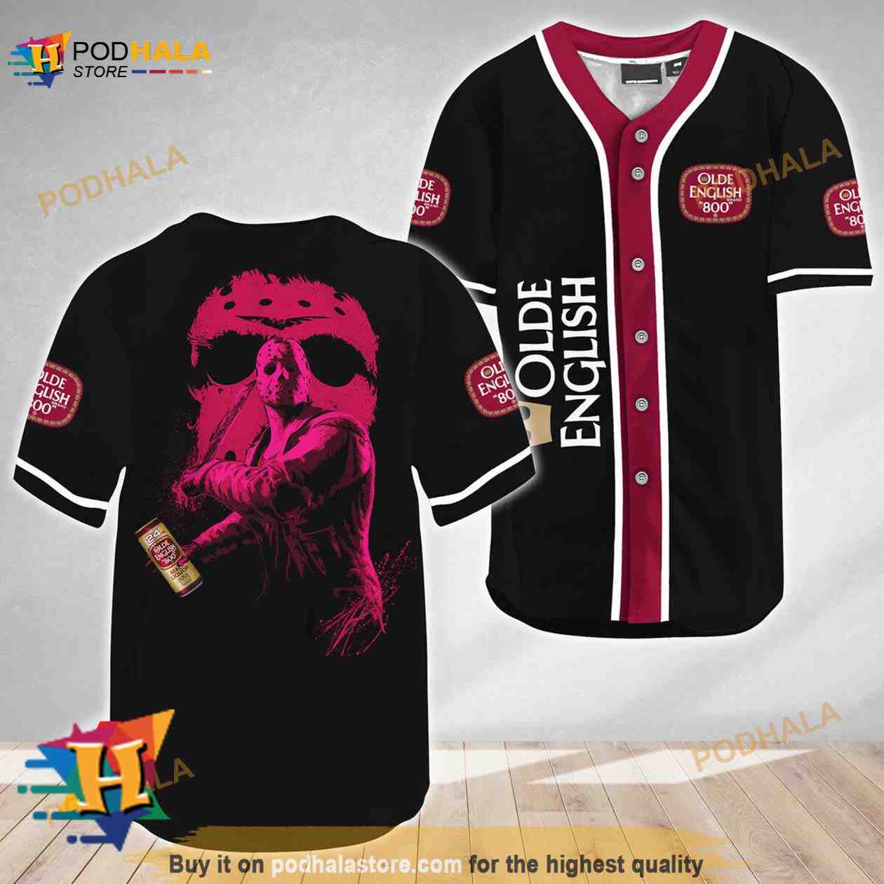 Jason Voorhees Friday The 13th Olde English 800 3D Baseball Jersey Jason Voorhees Friday The 13th Olde English 800 3D Baseball Jersey