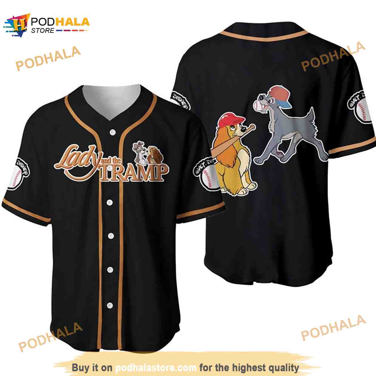 Lady & The Tramp Dogs Disney Cartoon Graphics Unisex 3D Baseball Jersey Lady & The Tramp Dogs Disney Cartoon Graphics Unisex 3D Baseball Jersey