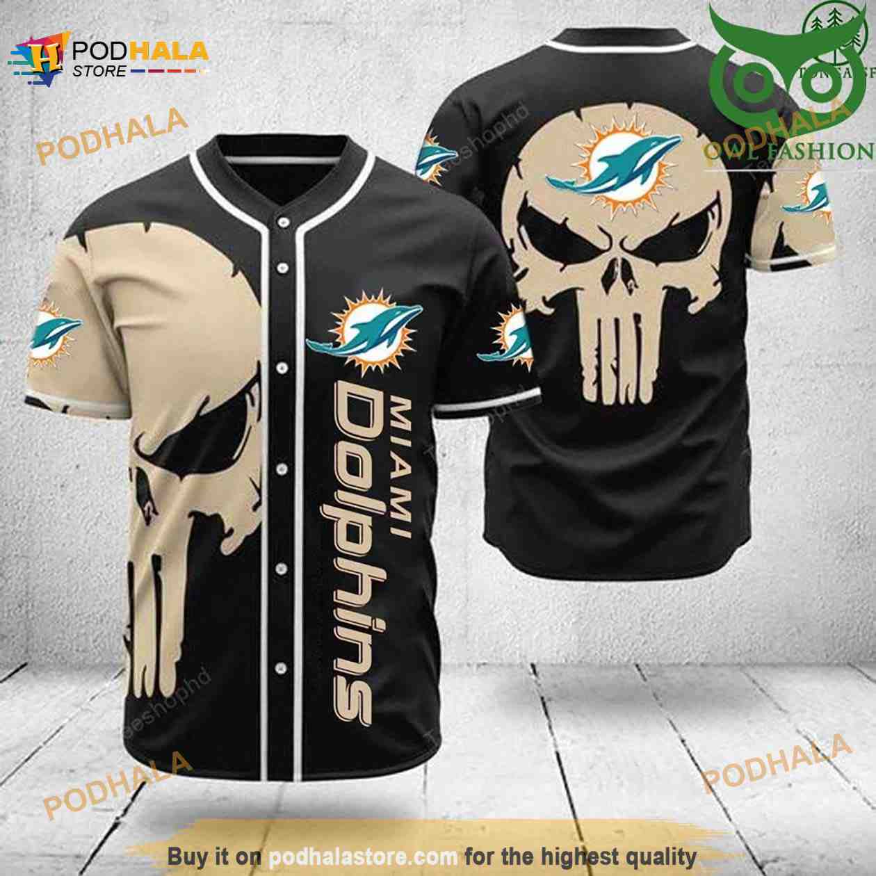 Miami Dolphins Skull 3D Baseball Jersey Shirt Miami Dolphins Skull 3D Baseball Jersey Shirt