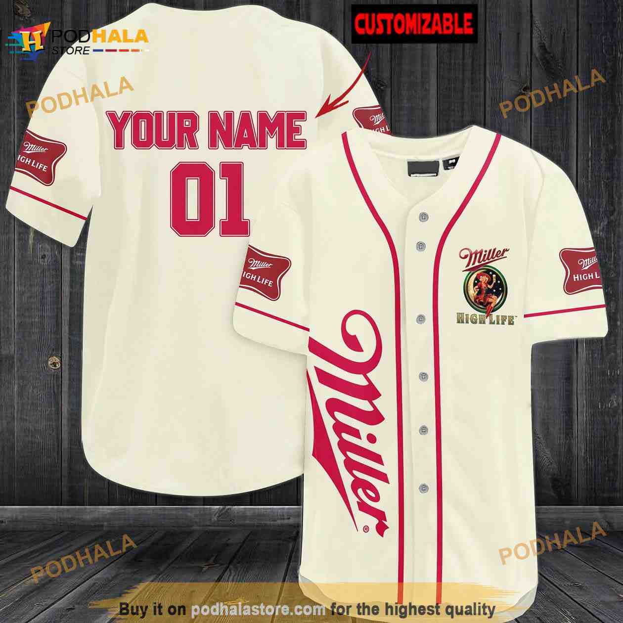 Miller Highlife Beer 3D Baseball Jersey Miller Highlife Beer 3D Baseball Jersey