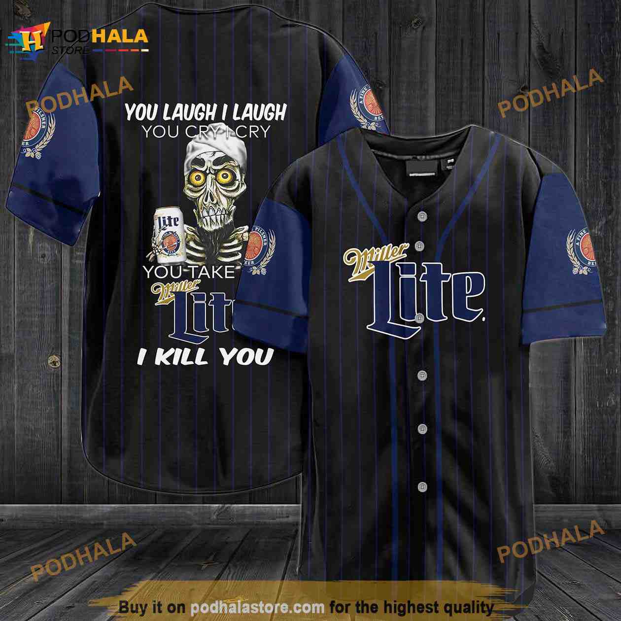 Miller Lite Beer You Laugh I Laugh You Cry I Cry 3D Baseball Jersey Miller Lite Beer You Laugh I Laugh You Cry I Cry 3D Baseball Jersey
