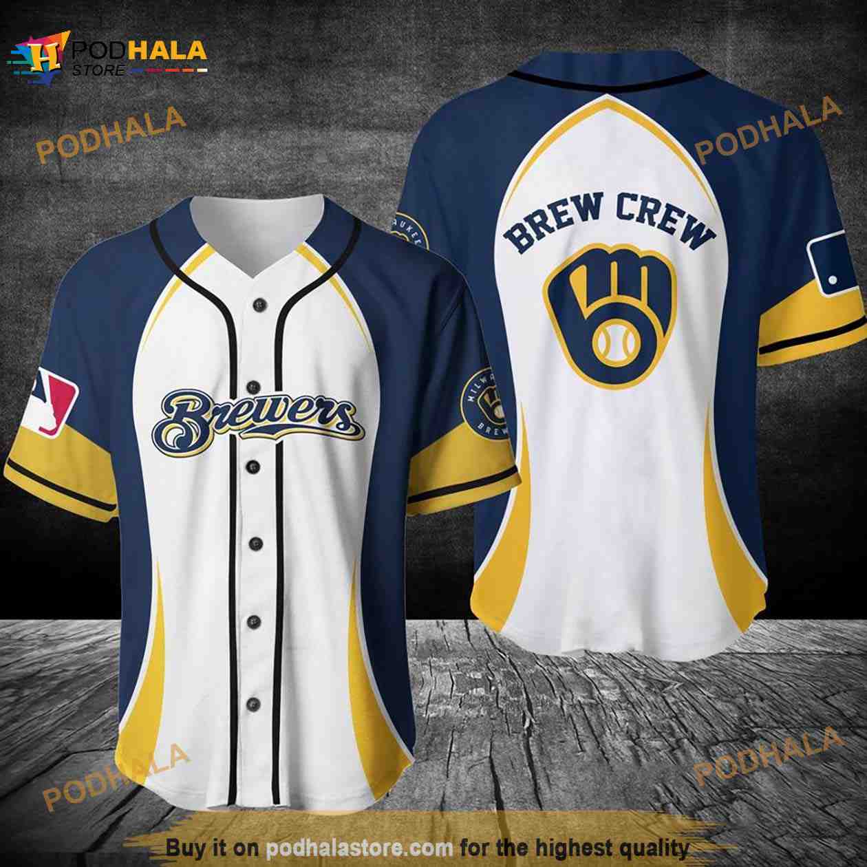 Milwaukee Brewers Brew Crew 3D Baseball Jersey Shirt Milwaukee Brewers Brew Crew 3D Baseball Jersey Shirt