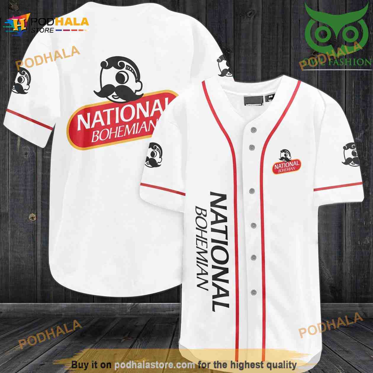 National Bohemian 3D Baseball Jersey Shirt National Bohemian 3D Baseball Jersey Shirt